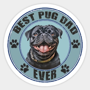 Black Pug "Best Pug Dad Ever" T Shirt Sticker